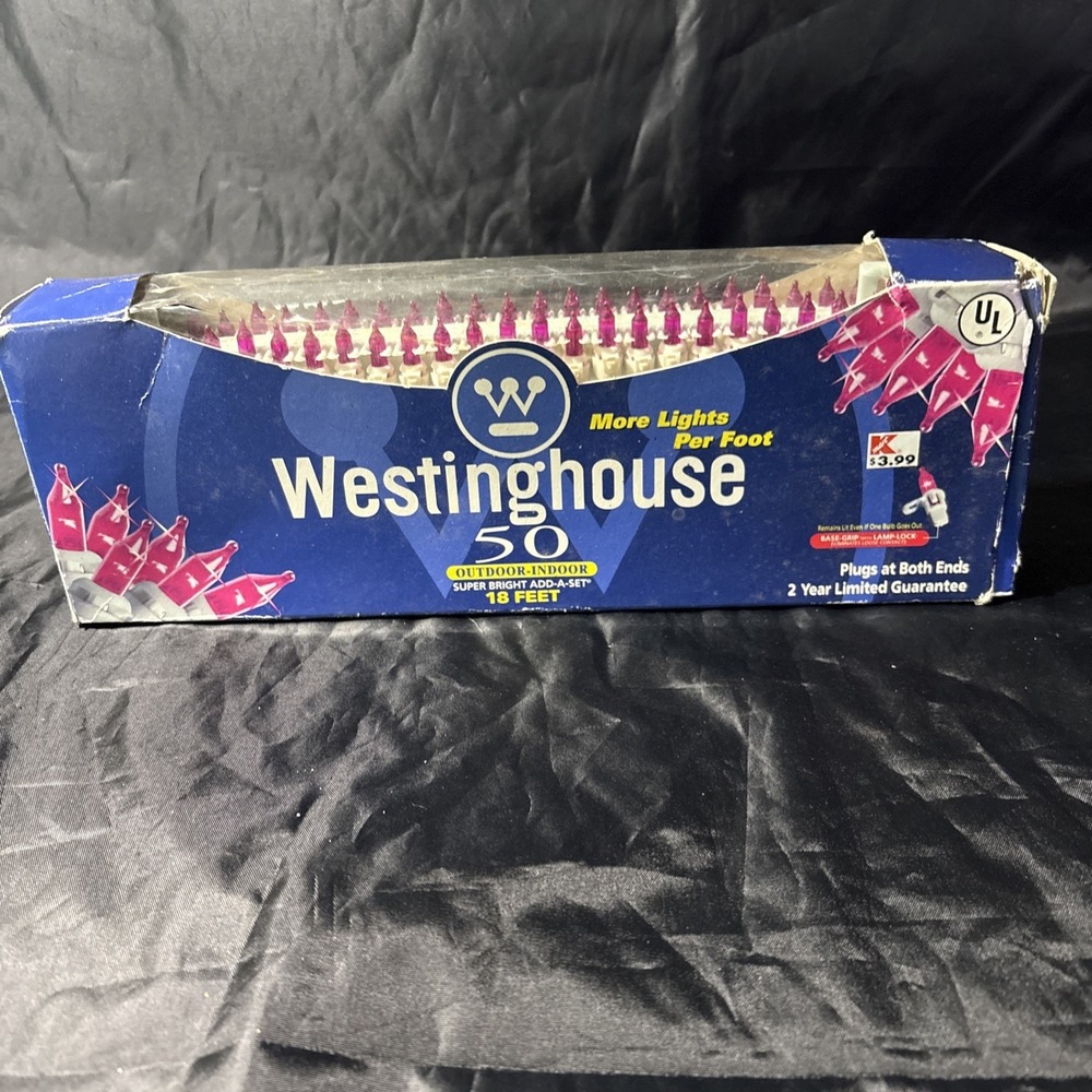Vintage Christmas Lights Pink Westinghouse 50 Light Set New In‎ Box 1990s